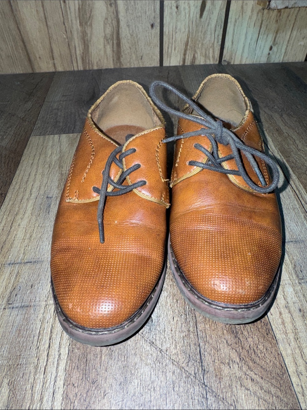 Free People Kids Tan Leather Lace-Up Dress Shoes